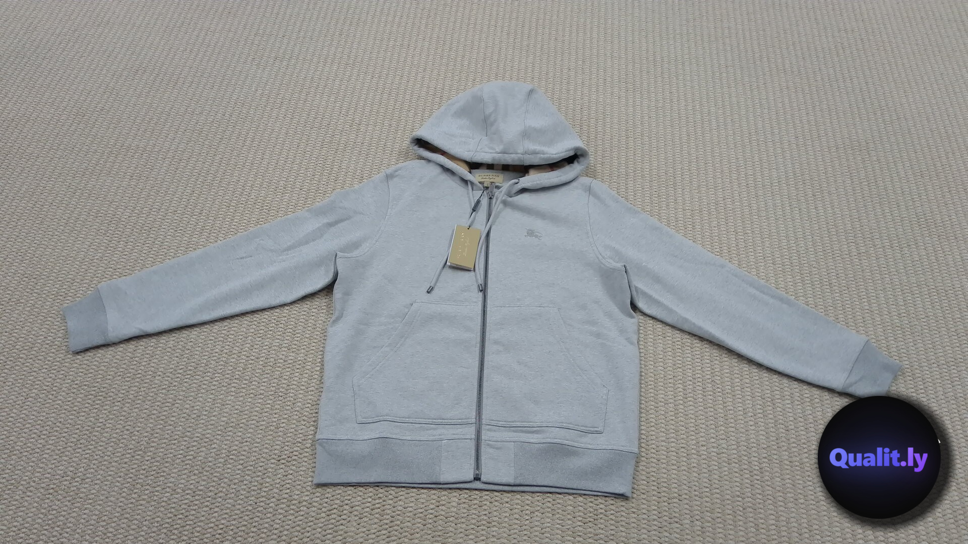 Burberry Zip Hoodie Light Grey QC