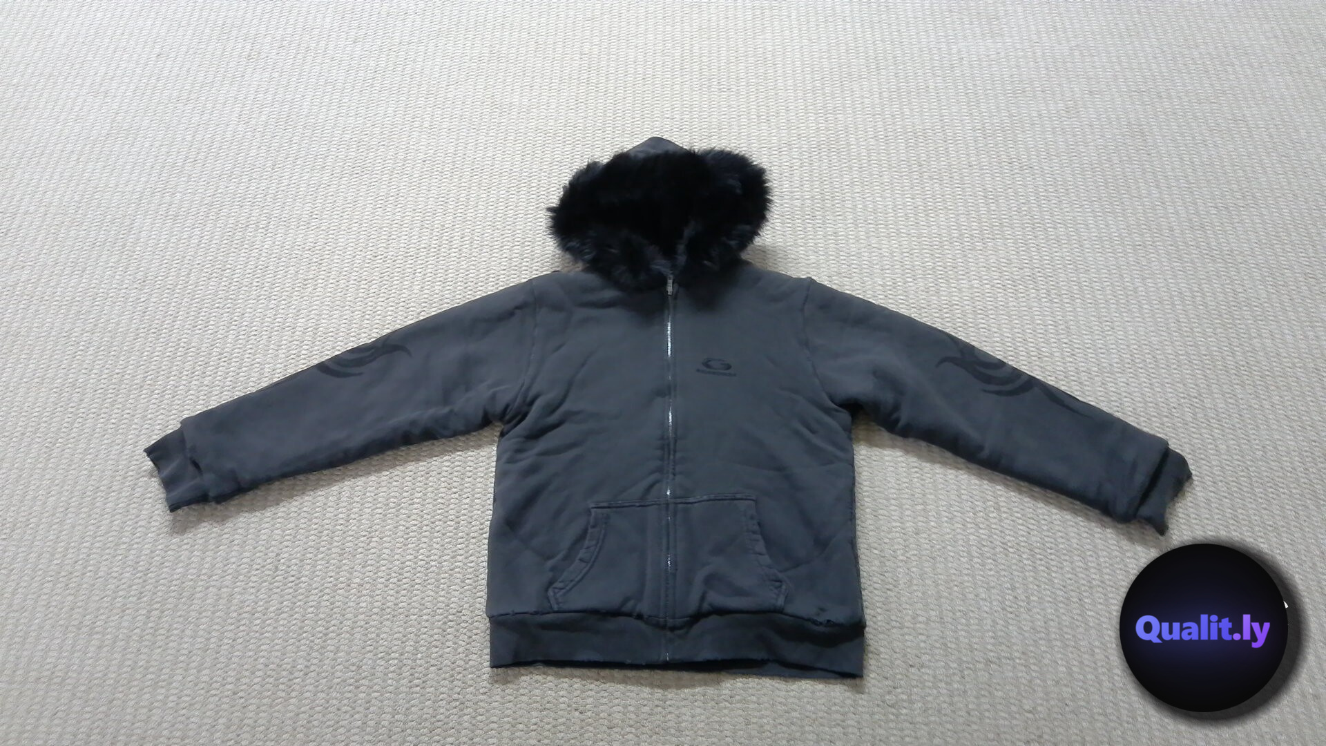 Balenciaga Zip Up Hoodie with Fur Trim QC