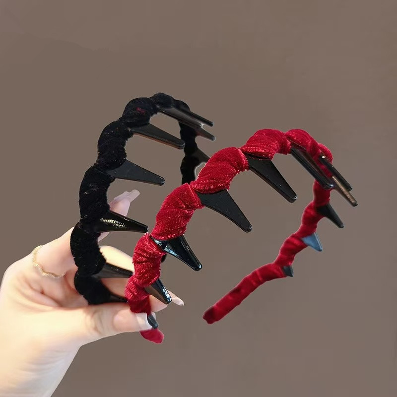 Flocked Wavy High Skull Headband for Women 2025 New Face Wash Headband Fashionable Style Hairpin Hair Bundle Headwear