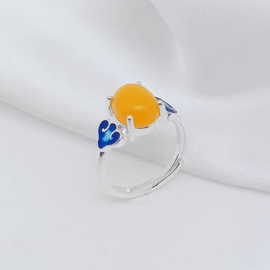 Anti-beeswax Ruyi egg surface ring female Xiangyun simple all-match retro elegant artistic temperament Chinese style ring female