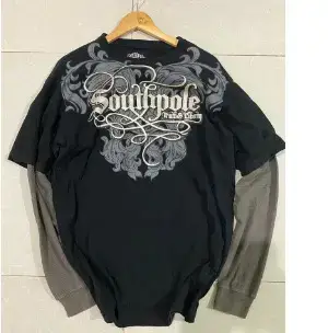 Tapout Motorcycle Style T-Shirt Fashion Street Trendy Retro Print T-Shirt Fake Two-Piece Tops Casual hip hop Long Sleeve