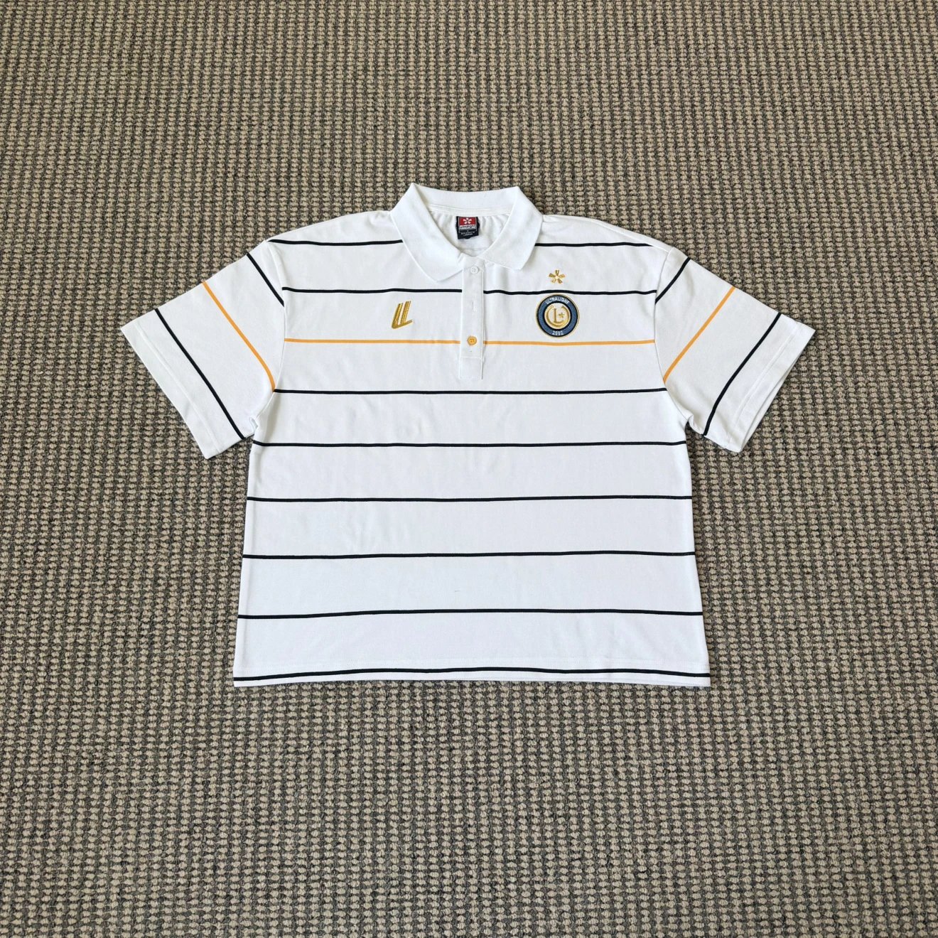 TL-White striped polo short sleeves
