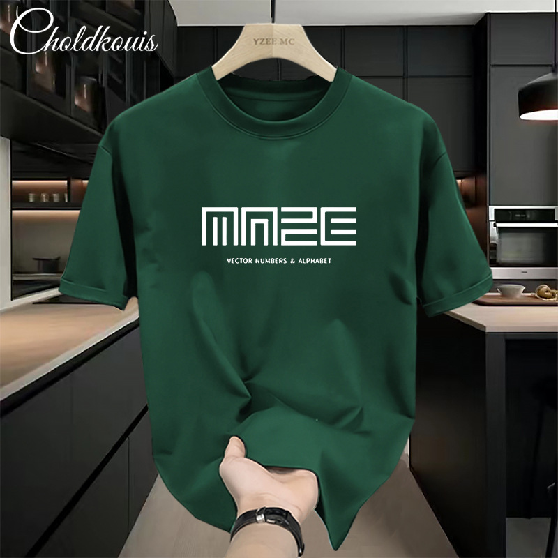 Short-Sleeved Men's Summer T-Shirt 2024 New Trendy Brand Loose Top Round Neck T-Shirt Ins American Casual Pure Cotton
