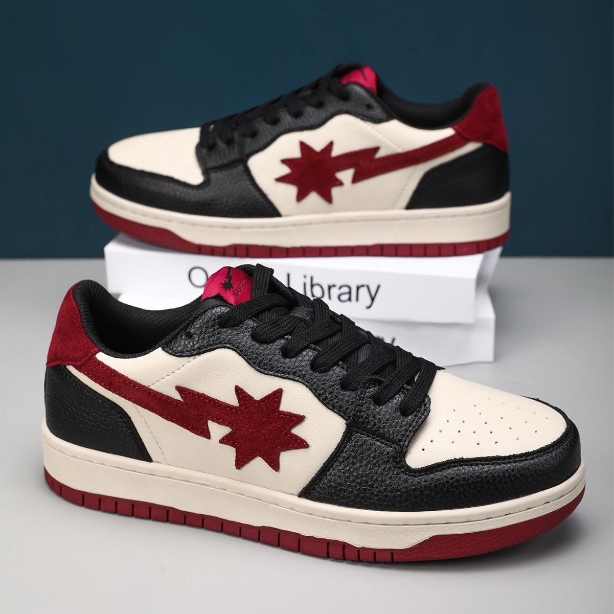 Vintage First-Layer Cowhide Star Sneakers for Men, Niche Design American-Style Sports Shoes, Air Force One Women's Shoes, Panda Trend