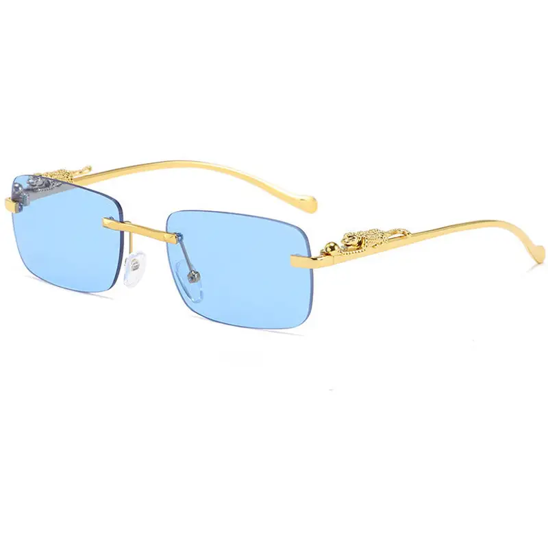Cross-Border Fashion Square Rimless Sunglasses for Men and Women, Outdoor Driving Anti-Glare Trendy Sunglasses Ready for Wholesale