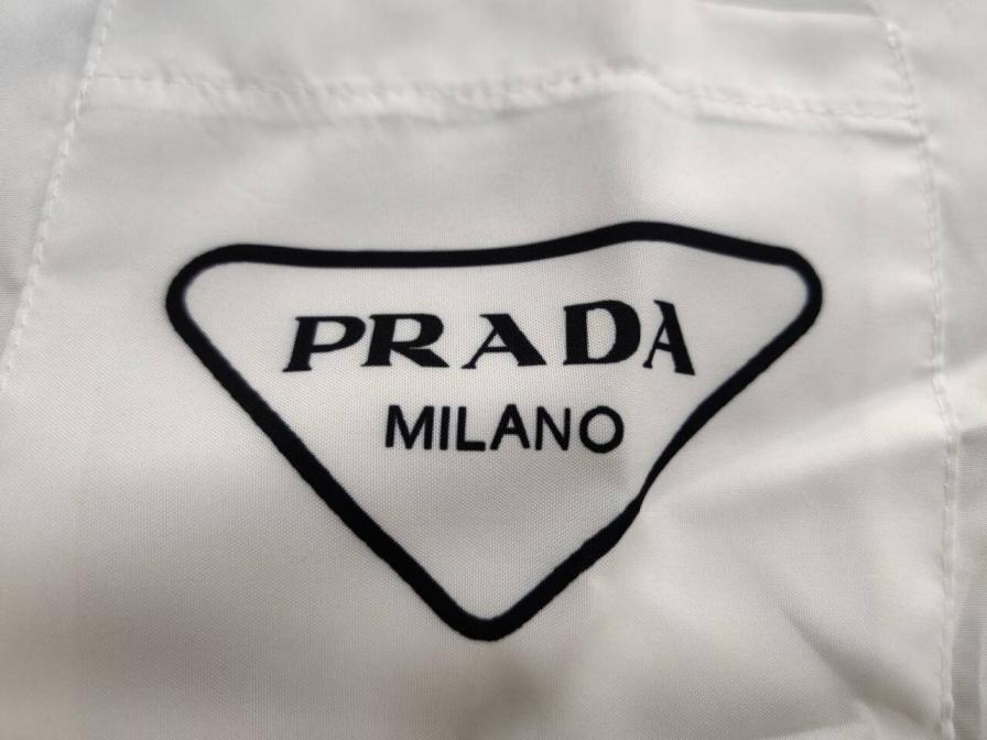 Prada Men's White Flame Print Short Sleeve Shirt QC