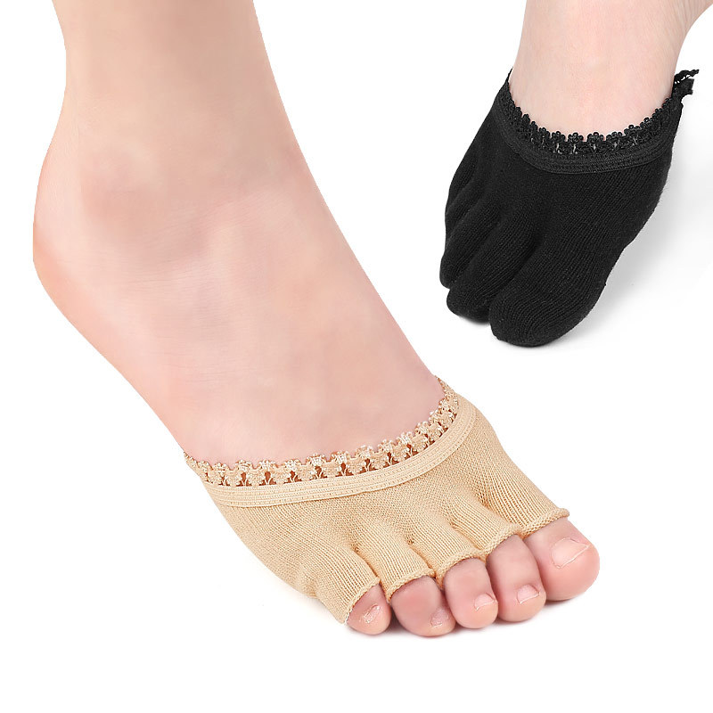 New Style Lace Five-Finger Socks Summer Thin Shallow Mouth Invisible Foot Pad High Heels Anti-Wear Half Socks