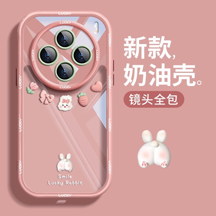 For opporeno11pro phone case s18/17 cartoon rabbit millet 14 lens all-inclusive transparent anti-drop