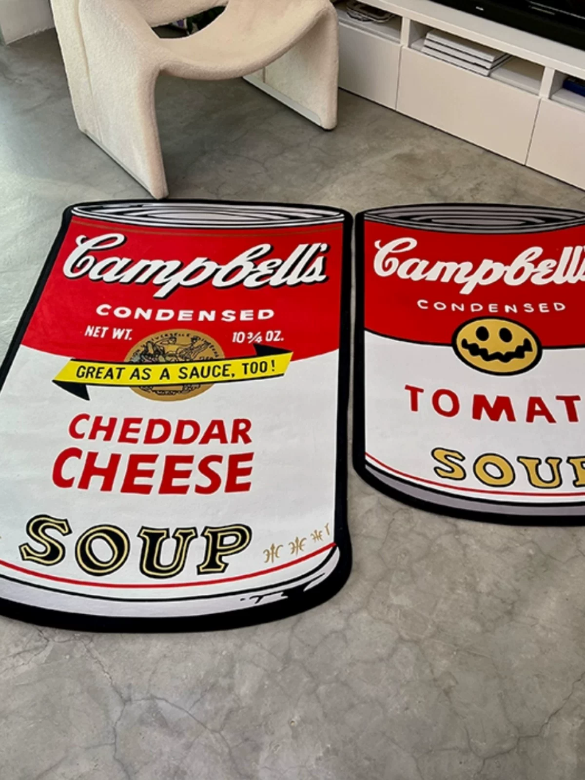 New Modern Andy Warhol Campbell's Soup Can Carpet Decorative Rug, Genuine Super Fabric for Living Room and Bedroom