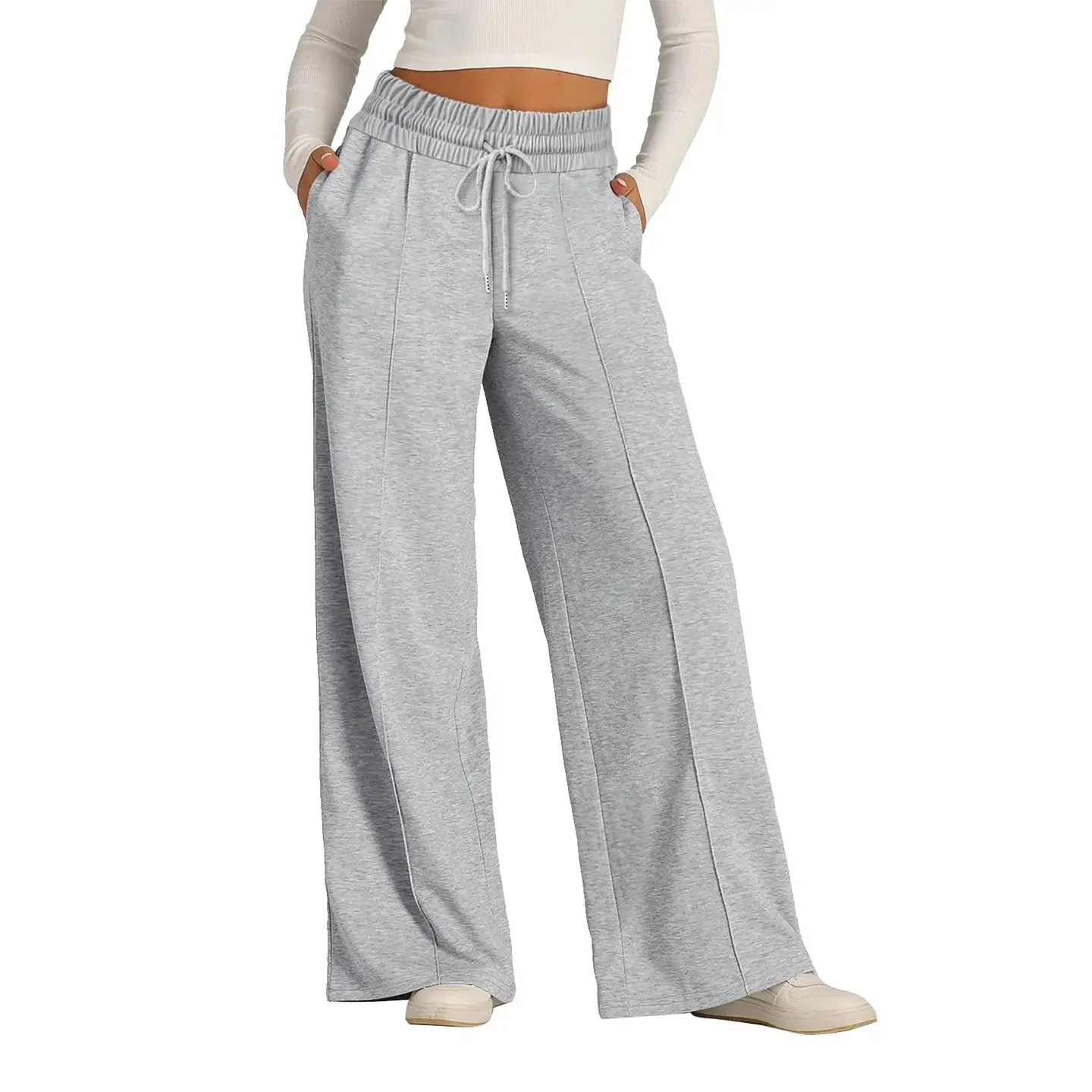 Cross-border AliExpress Amazon High Waist Wide Leg Pants Midline Sweatpants Casual Jogging Sports Pants for Women