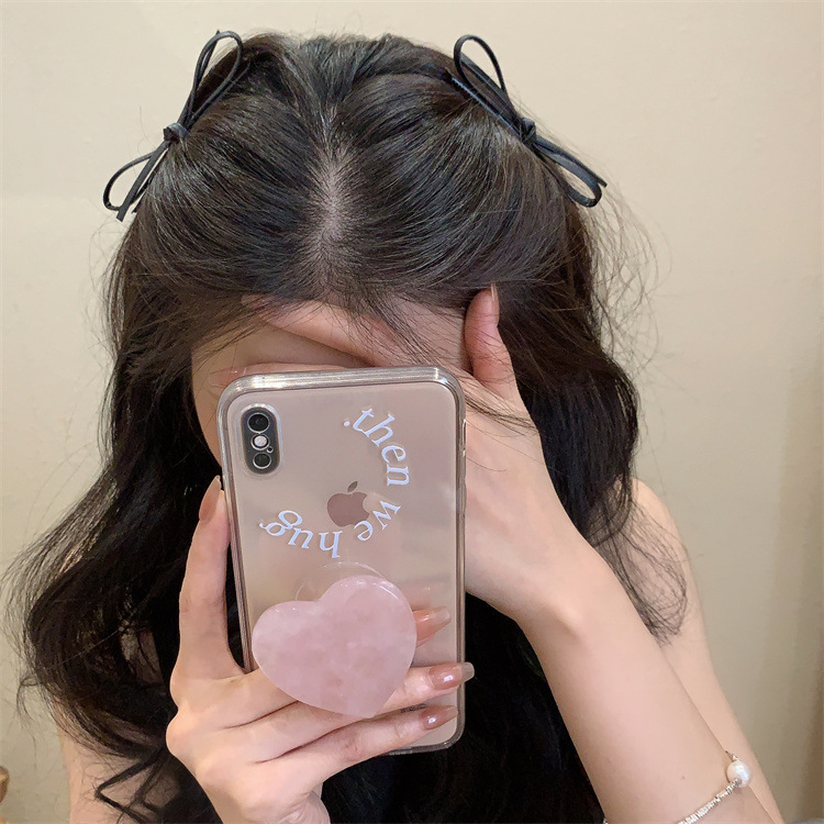 Leather Bow Hairpin for Women Simple Ins Black Sweet Cool Side Clip Bangs Clip Hairpin Side Clip Hair Accessories Headdress
