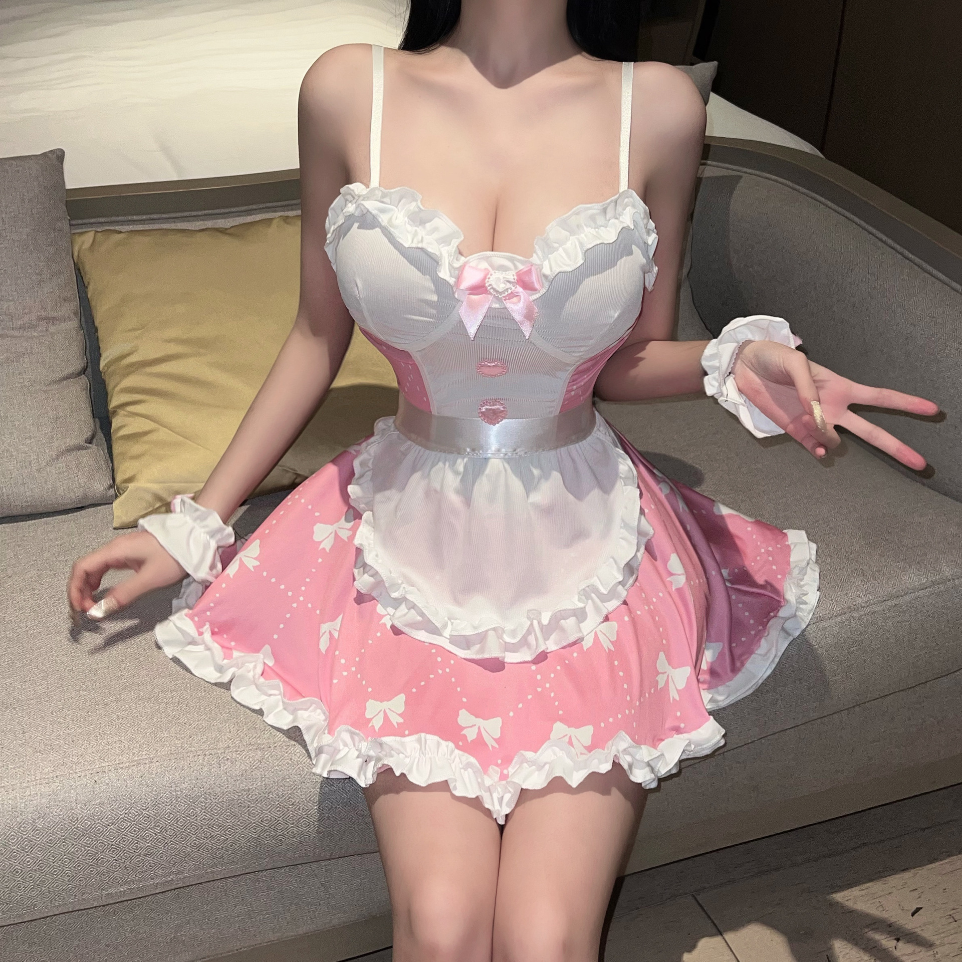 Cherry Temptation Sex Lingerie Maid Dress Alice Cute Pure Desire Soft Sister Lolita Maid Dress Open File Free