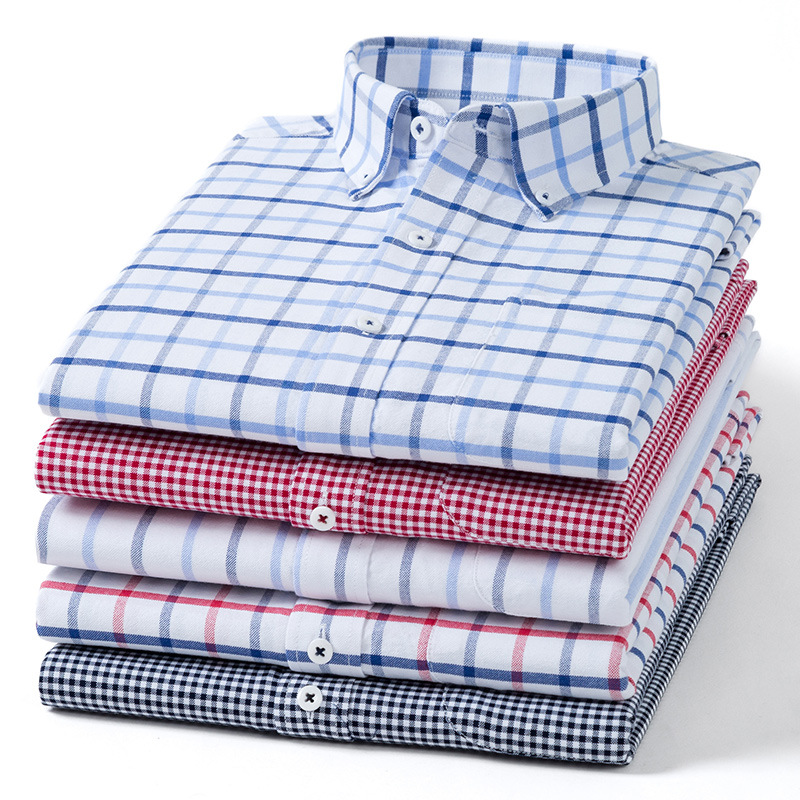 New Long-sleeved Cotton Youth Men's Long-sleeved Shirt Fashion Casual All-match Cotton Oxford Single-wear Top