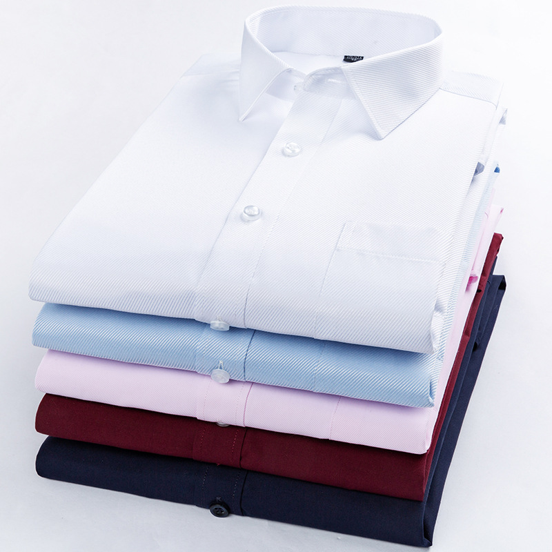 Spring 2024 New Business Men's Solid Color Long Sleeve Shirt Youth Business Wear Easy-to-take-care Interview White Shirt