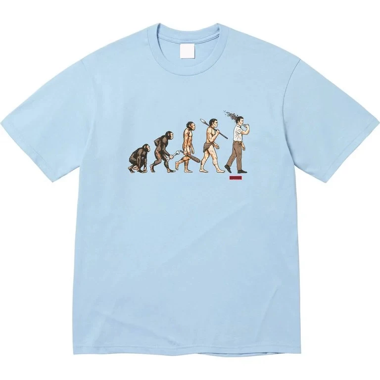 Ss26 Evolution Tee Evolution Pattern Short-Sleeved Pure Cotton Round Neck T-Shirt for Men and Women as a Base Layer