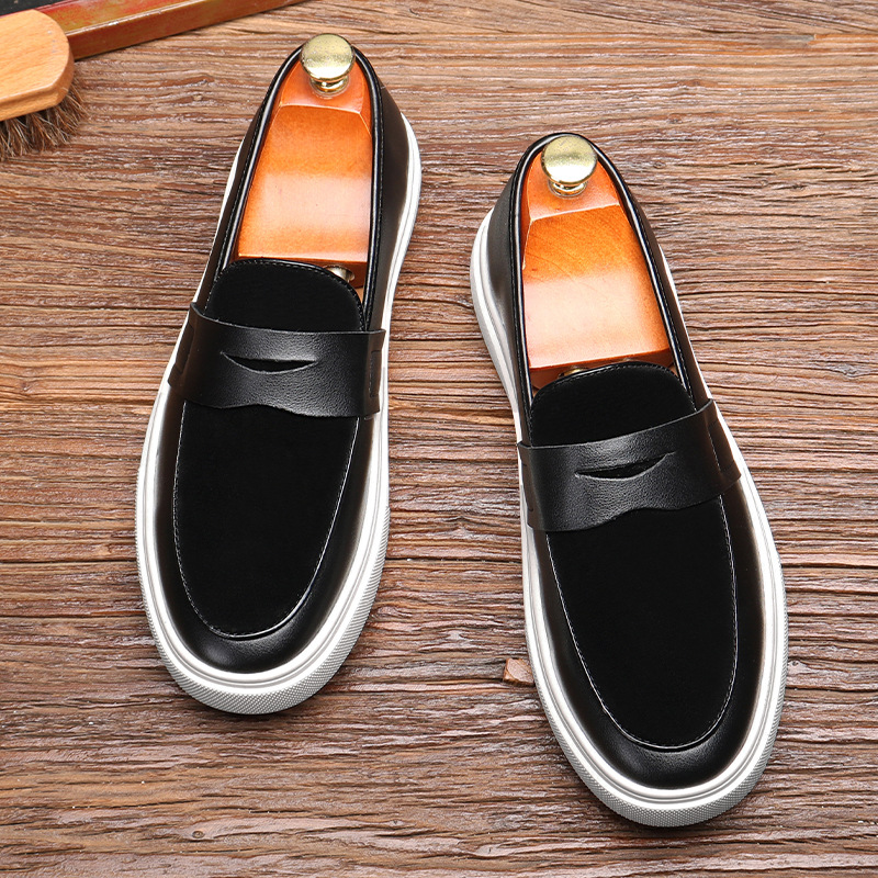 Korean-style Trendy Thick-soled Loafers Men's Slip-on Shoes British-style Casual Leather Shoes High-end