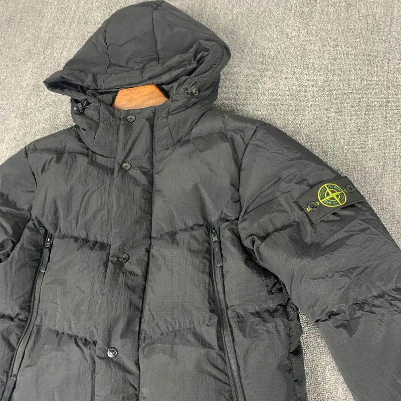 STONEPIRATE stone white duck down hooded Down jacket Mid Length Long Length Print Trendy Outwear male island island