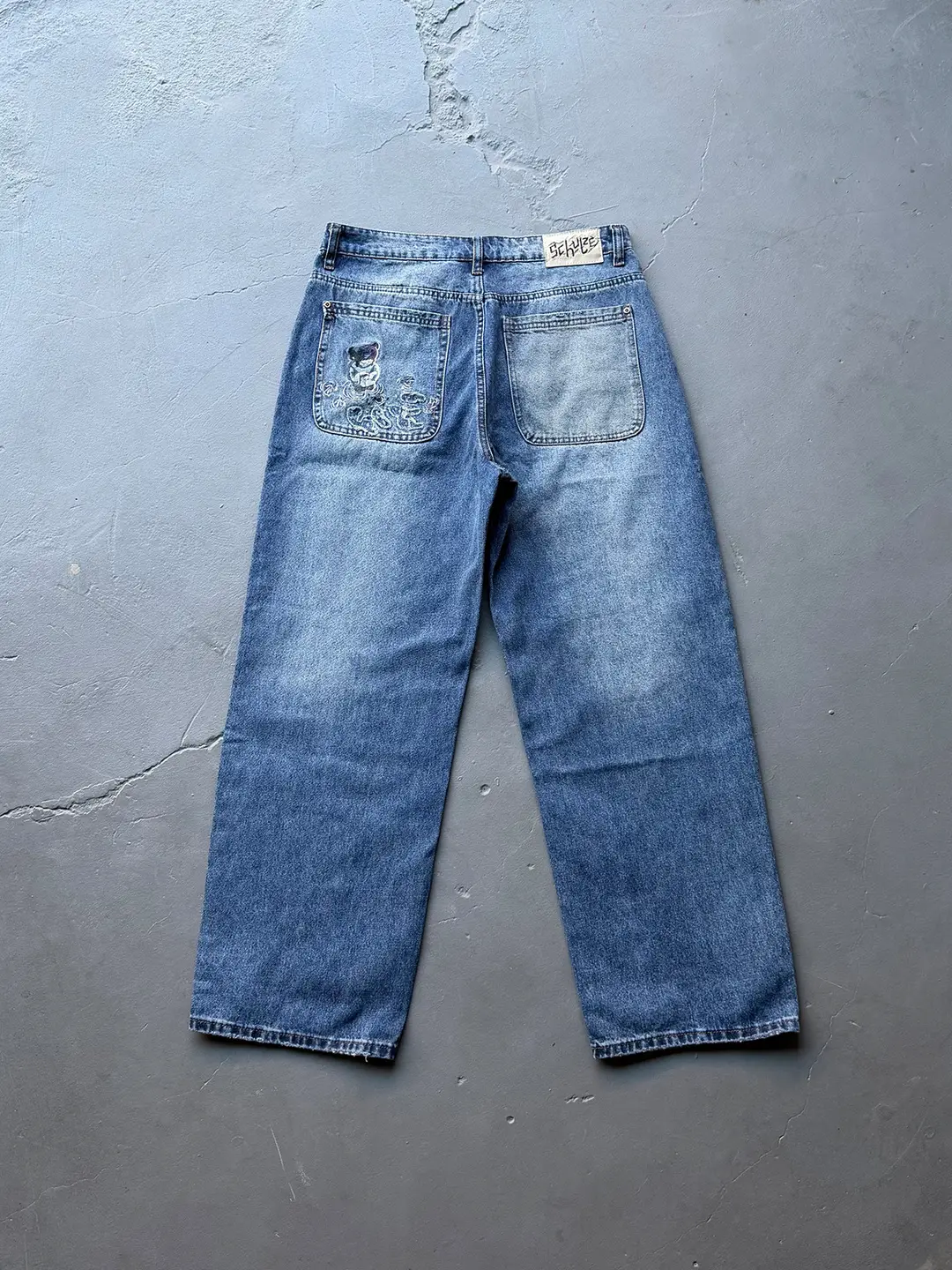Derschutze Chrome Cool Style American Street Heavy Embroidery Straight Jeans Men's Trendy Pants