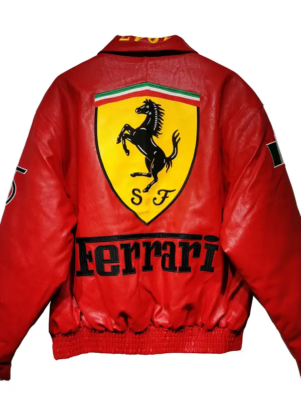 American Ferrari Motorcycle Leather Jacket, Men's and Women's Cycling Clothing, Embroidered Cotton Leather Jacket, Trendy Racing Clothing