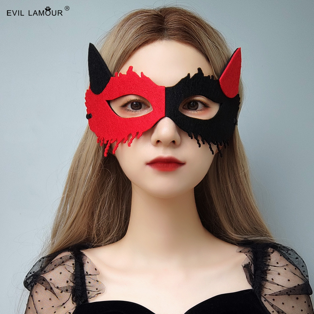 Halloween Half Face Men and Women Devil Horn Death Fox Holiday Mask Christmas Ghost Festival Prom Party MJ-117