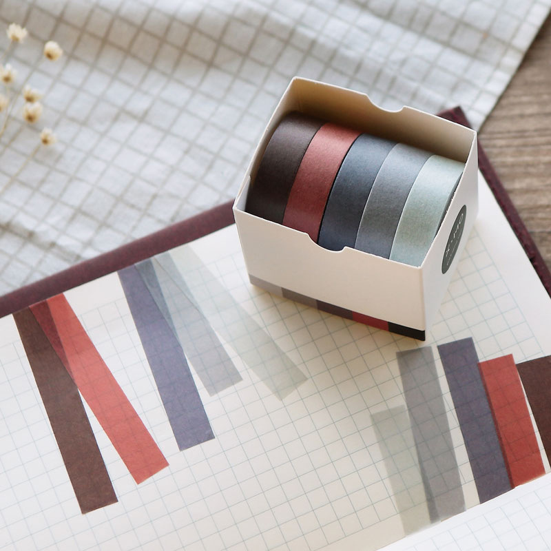 And paper tape core stranger 5 roll solid color series Hand account hand tear practical function diy decorative stickers 9
