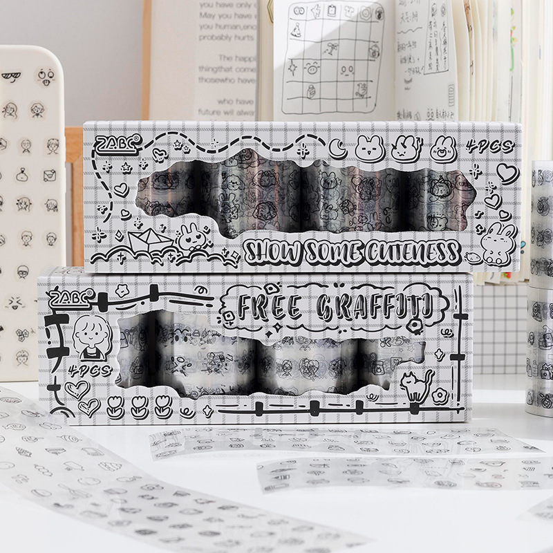 ZABC Cross-border suit Boxed Tape Minimal Life Series 4 Involved in Die-cutting Life Material Base Sticker
