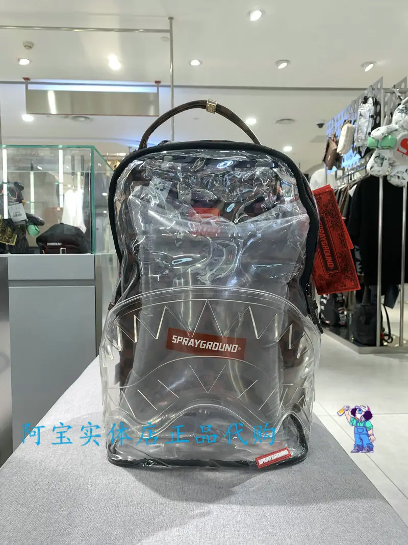 Sprayground Shark Mouth Genuine Transparent School Bag Computer Backpack Male and Female Student Large Capacity Backpack