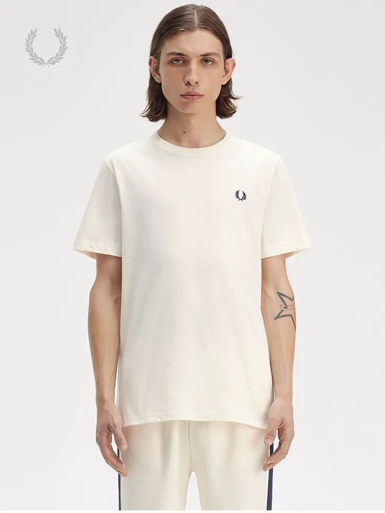 Fred Perry Men Casual T-Shirt 2025 Spring New arrival Loose Round Neck pullover Wheat Ear Short Sleeve Trendy M1600