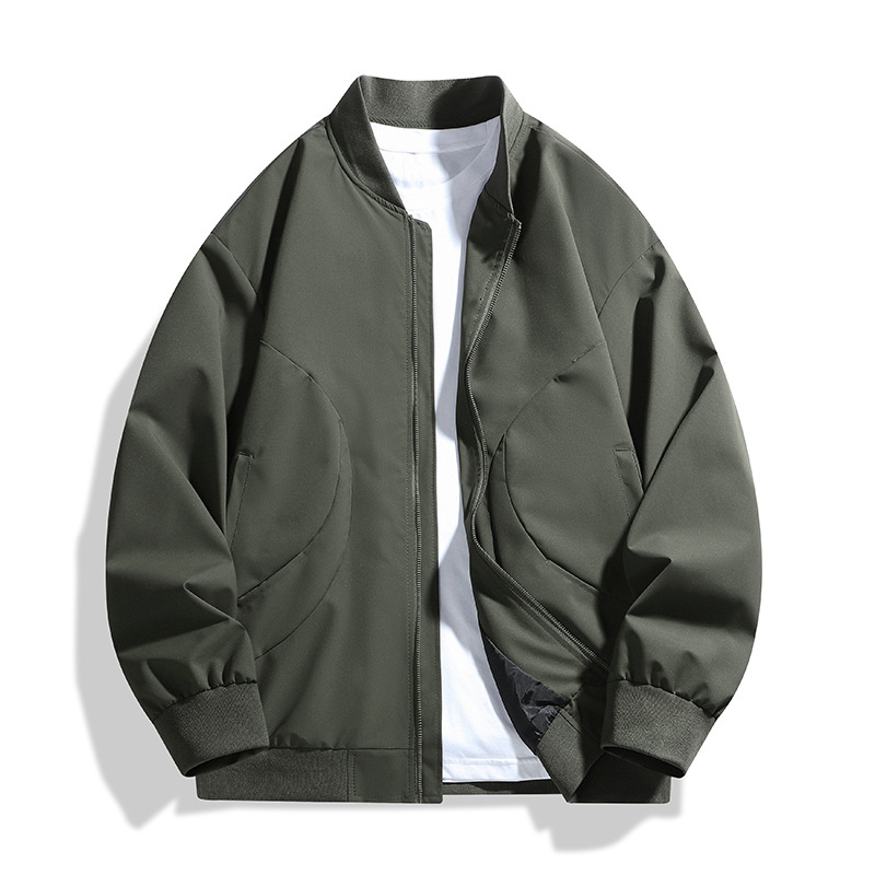 Spring and Autumn Cross-Border Baseball Uniform Jackets for Men and Women, Solid Color American Retro High-End Flight Crew Jackets