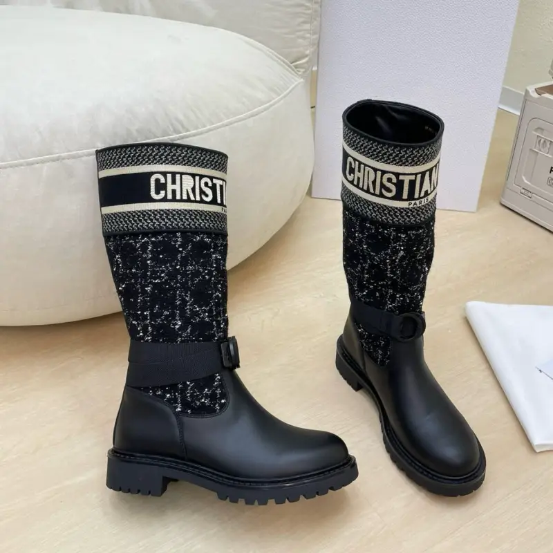 Yi Mengling's Same Style Boots D Home Embroider Over-The-Knee Boots 2024 Winter Genuine Leather Chelsea Boots for Women