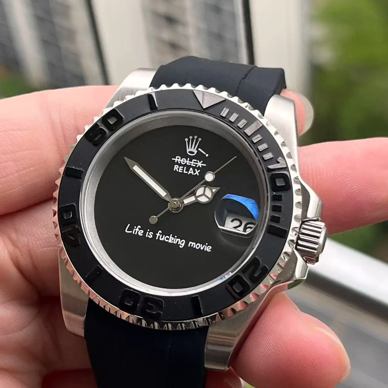 Spoof modified yacht water ghost watch with NH35 movement, sapphire glass transparent/transparent bottom optional