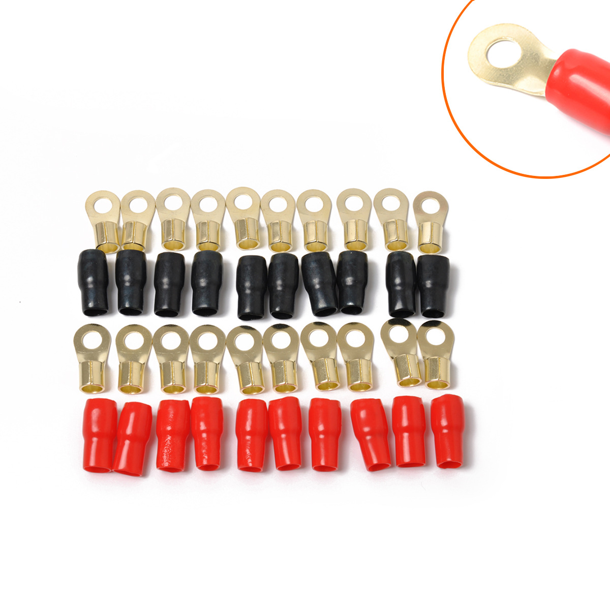 Wholesale cross-border best seller car audio modification round brass wiring terminal 8GA suit (10 pairs)