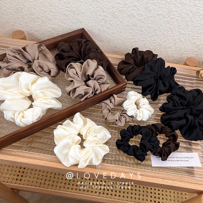 French style lazy high quality solid color silky satin large and medium size small size large intestine hair band hair rope korean style hair rope rubber band hair accessories