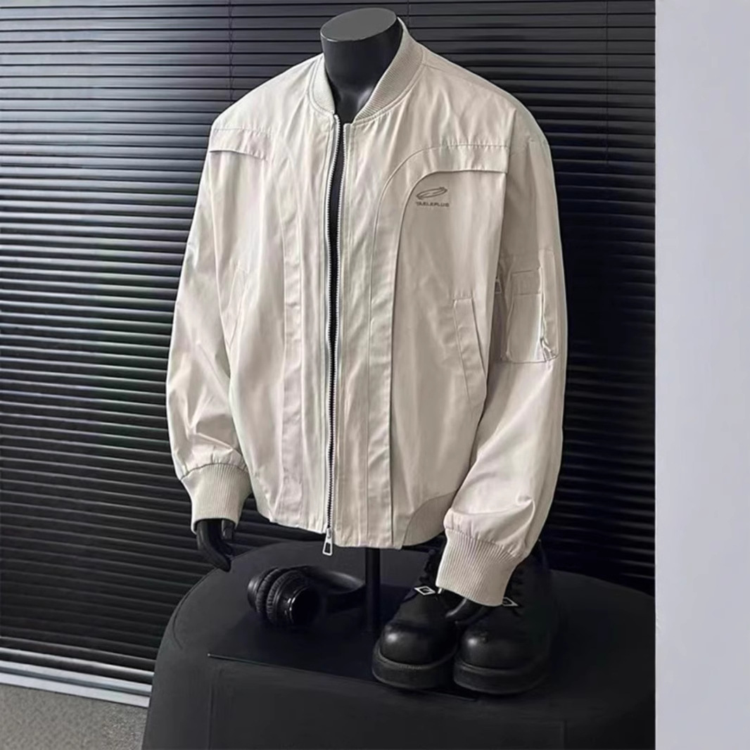 2025 American Retro Deconstructed Curved Bomber Jacket Trendy Spring New Jacket Loose Couple Jacket