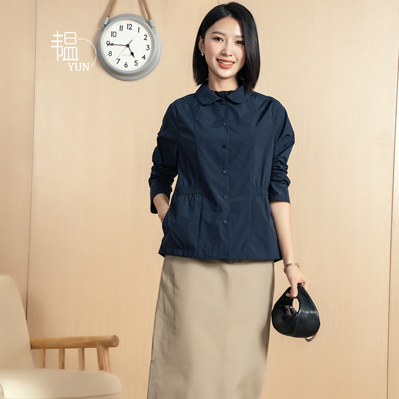 Yun Yun Early Spring 2026 New Solid Color Shirt Women's Cardigan Casual Retro Top with a Unique Design Niche Shirt