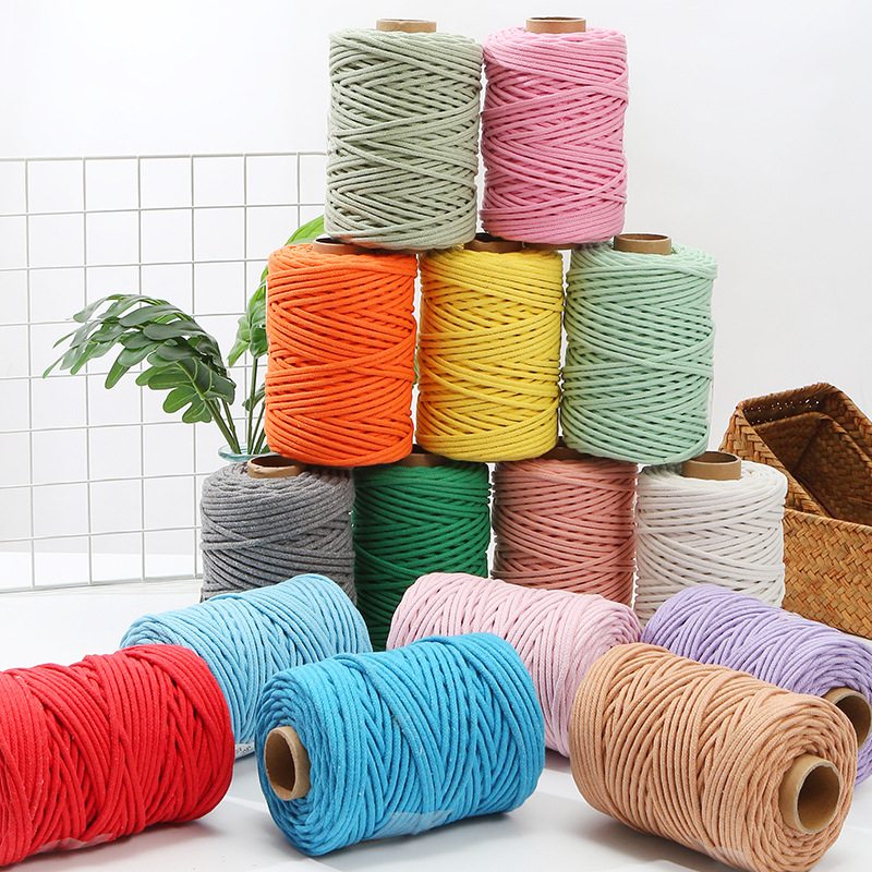 4mm colored cored cotton rope DIY hand woven rope hand woven bag tapestry rope colored cotton rope