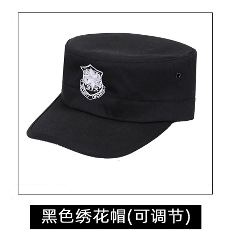 Spring, Autumn, and Winter Black Security Hats for Men, Summer Mesh Hats, Training Hats, Breathable Flat-Top Hats, Workwear Quick-Dry Hats