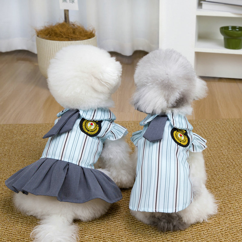 Pet Spring and Summer New Jk Dress Small Size Dogs Teddy Dog Cat Clothing Supplies Wholesale 26 School Badge Set