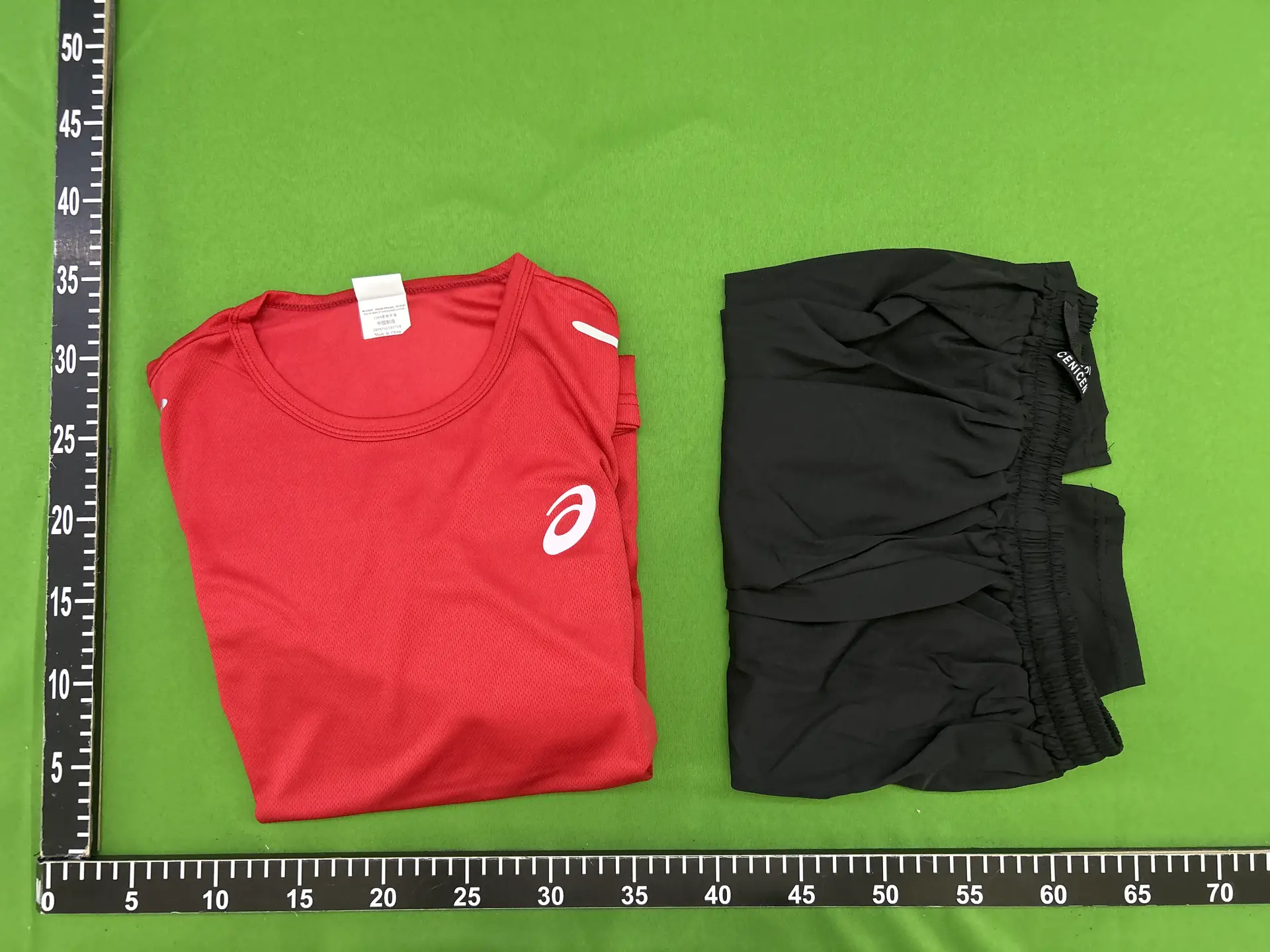 ASICS Red T-shirt and Black Shorts Set