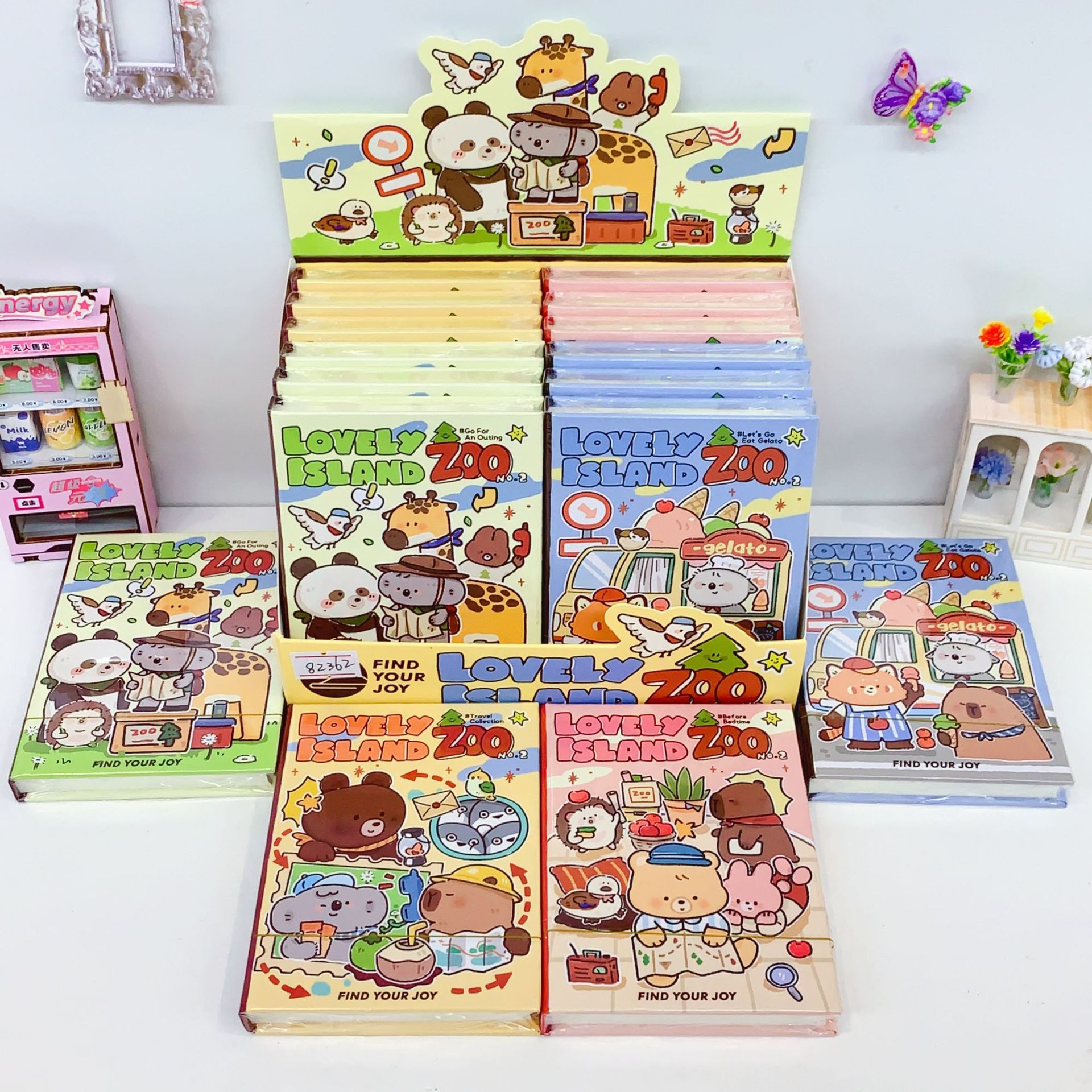 New Cartoon Cute Island Animal City 2 Series A7 Pocket Notebook with Wireless Binding, Lined Pages, Thick and Durable Writing Notebook