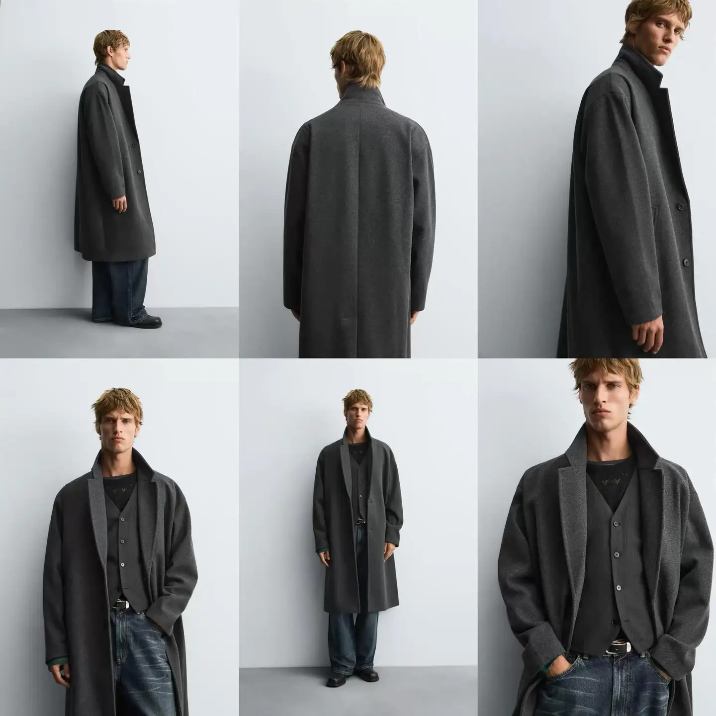 Cabinet 799! Autumn and Winter Men's Clothing, Simple Casual Loose Suit Collar Mid-Length Coat, Thick Jacket 5070400 800