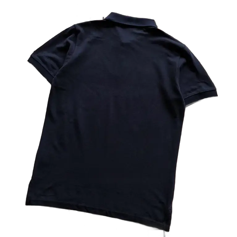 Right Oval Design, Left Side with Three Stars and Stacked Letters, Clothing with String Details, Two-Color Horizontal Stripes, V-Neck, Turn-Down Collar, Short Sleeves 77032709