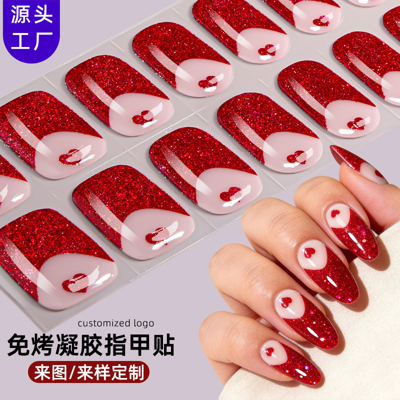 Zhengxiang Cross-Border French-Style No-Bake Gel Nail Wraps European and American Uv-Free Gel Nail Wraps Nail Stickers