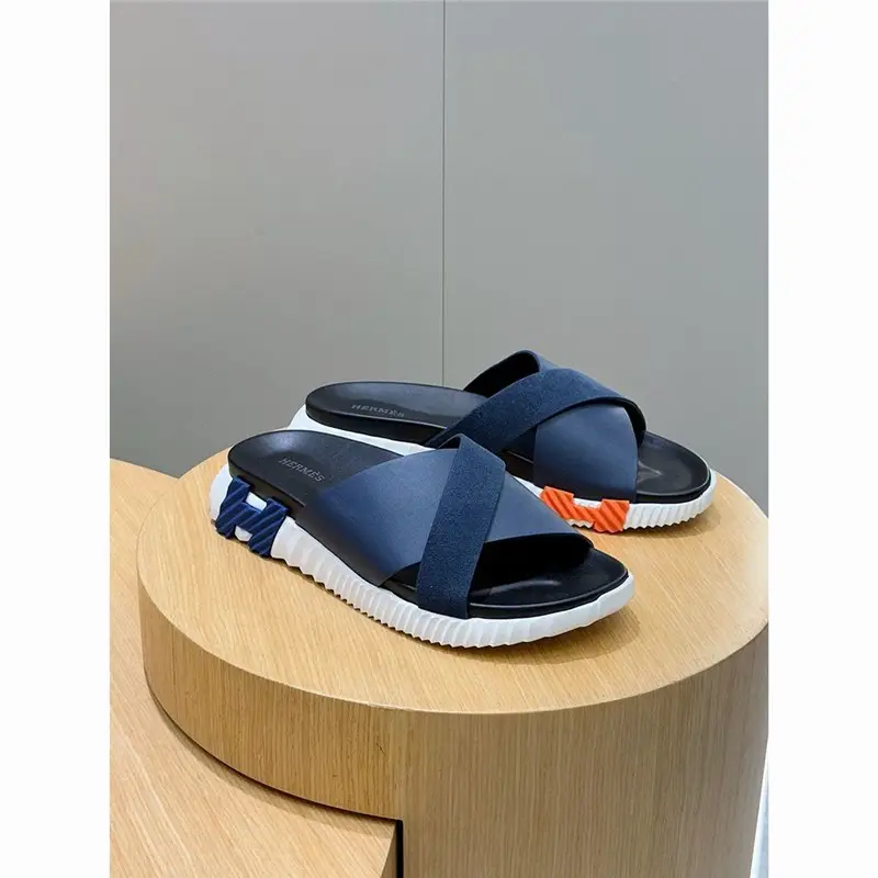 European Men's Sandals, One-Line Genuine Leather Slippers, Non-Slip Summer Outer Wear, New Outdoor Casual Cowhide Beach Shoes