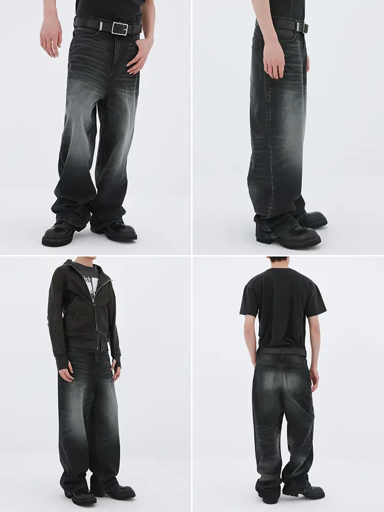 MKSZY Spain imported 14.75OZ heavy weight martial spirit real body original cloth GVC stonewash loose jeans