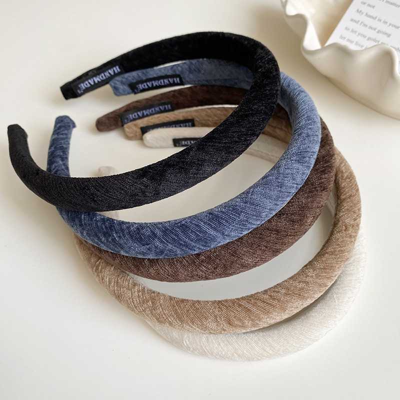 Autumn and Winter New Velvet Headband Women's High-End Sponge Headband High Skull Thin Hair Bundle Popular Elegant Hairpin Jewelry