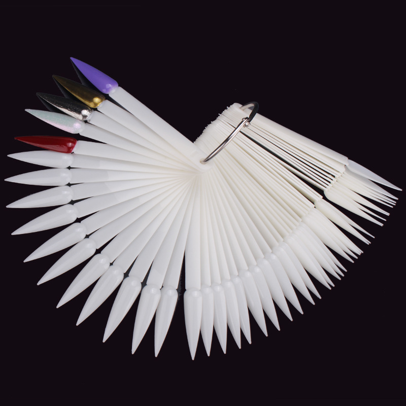 Nail color card pointed nail 50 color fan-shaped color card long pointed nail color plate sand dragon nail magic mirror powder special for board making