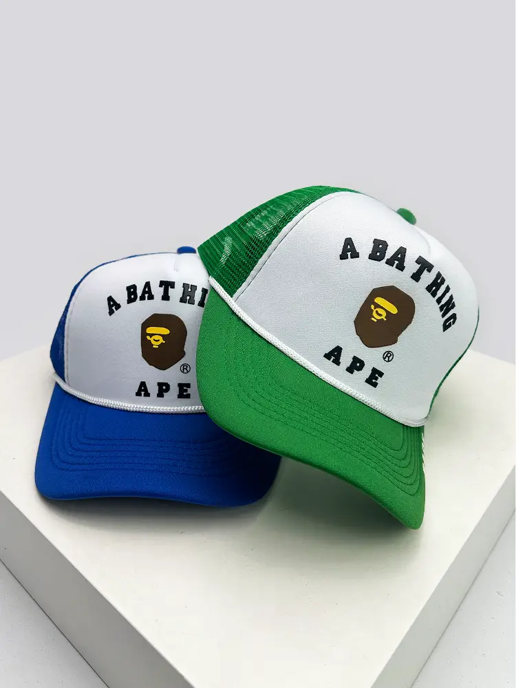 Spring and Summer New arrival Print Ape letter Contrast Color Baseball Hats for Men and Women Visor Mesh Stylish hip hop Trucker Hats