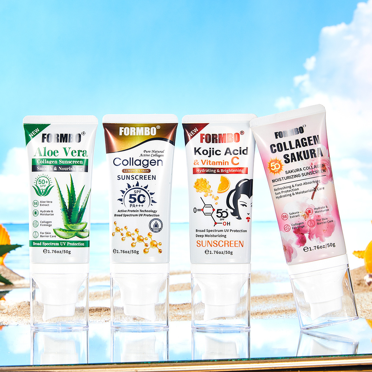 Cross-Border Formbo New Sunscreen Spf50, Naturally Brightens Skin Tone, Non-Greasy, Refreshing, Silky and Easy to Apply
