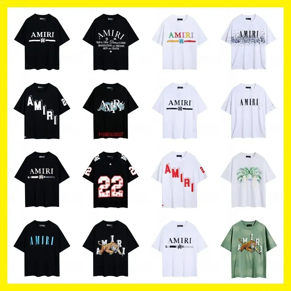 Foreign trade wholesale amiri24 new washed old tiger head number 22 letters logo short sleeve T-shirt lovers outfit